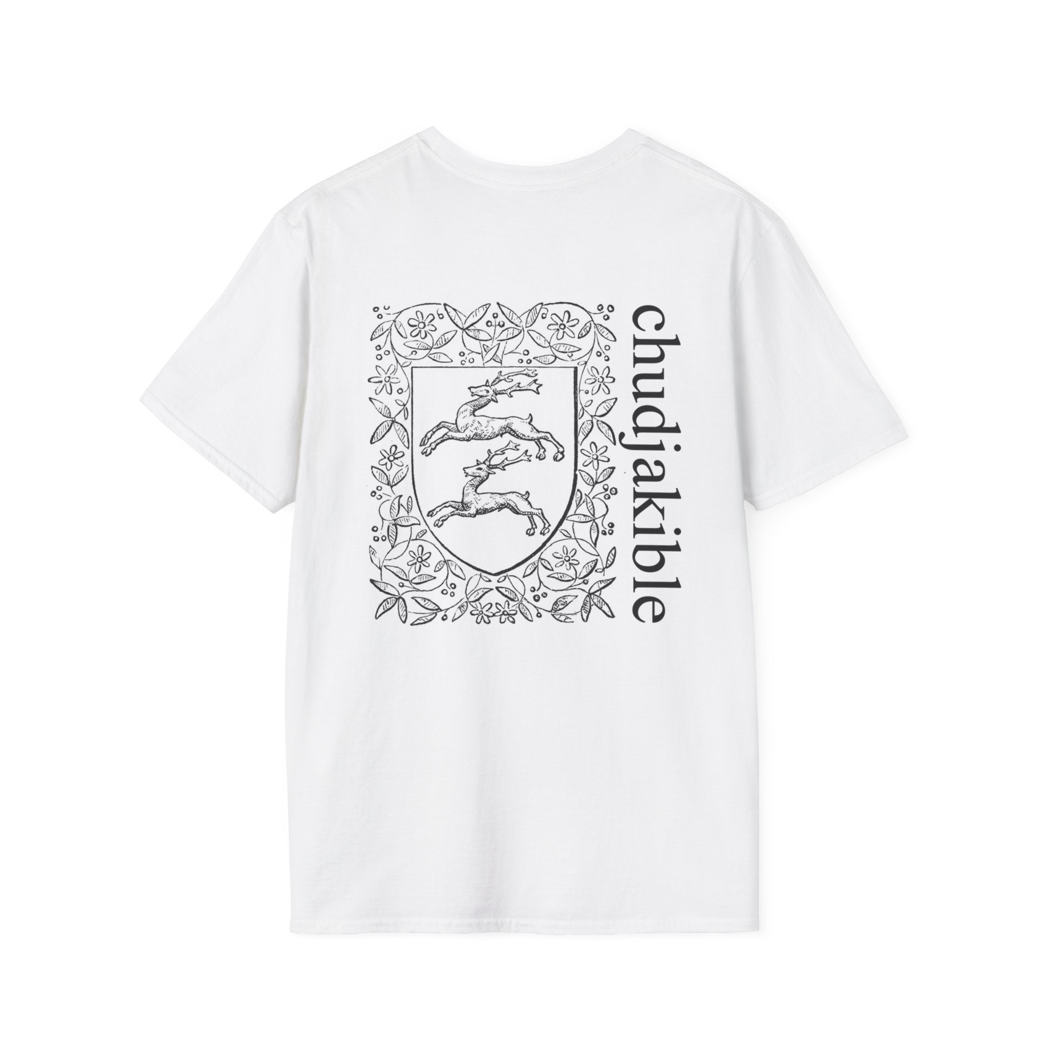 Meditating Monk T-Shirt — ‘chudjakible’ Crest Graphic Tee