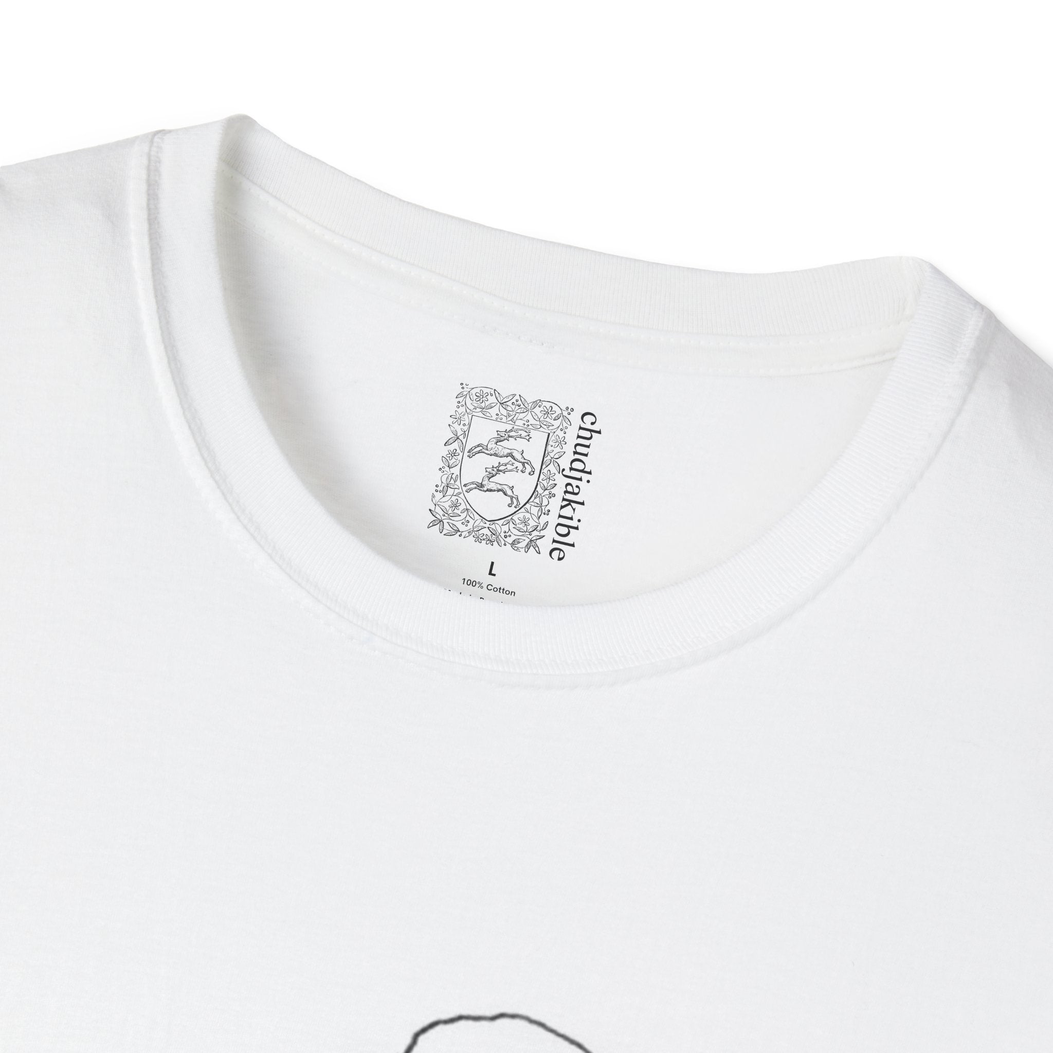 Meditating Monk T-Shirt — ‘chudjakible’ Crest Graphic Tee