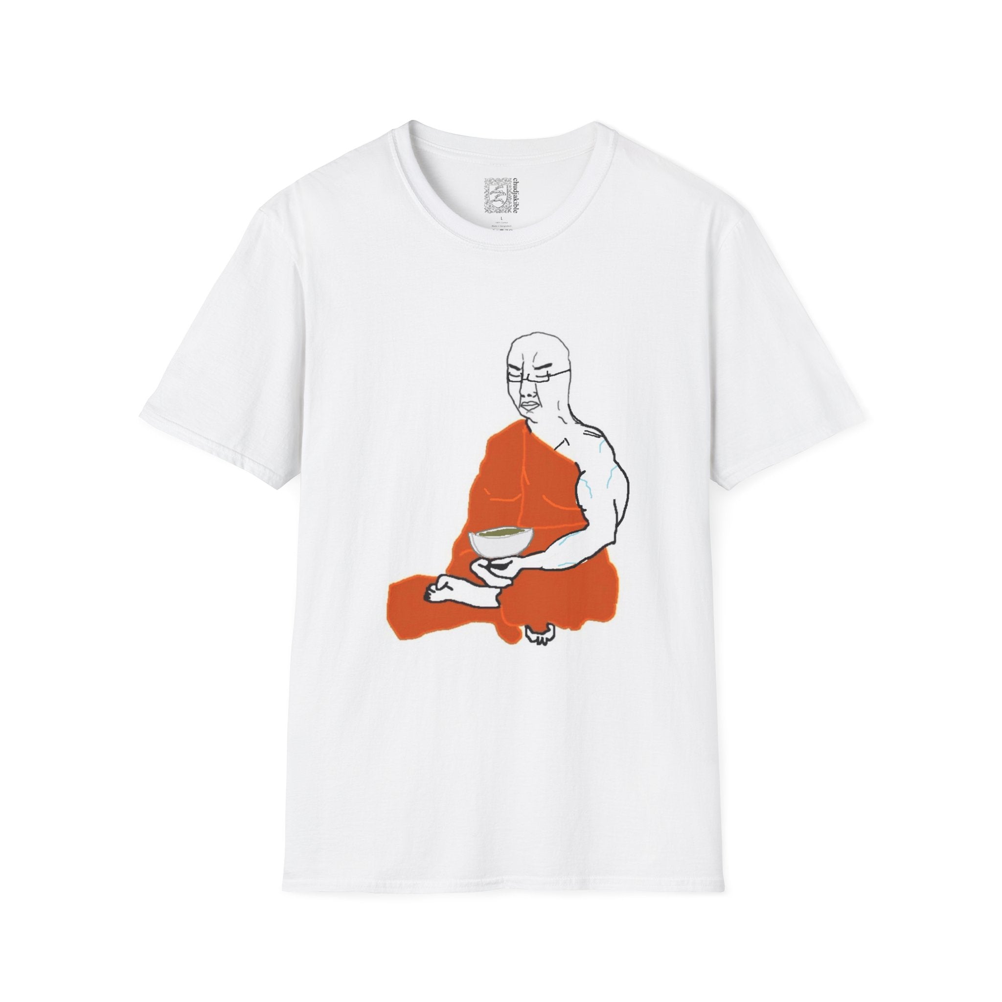 Meditating Monk T-Shirt — ‘chudjakible’ Crest Graphic Tee