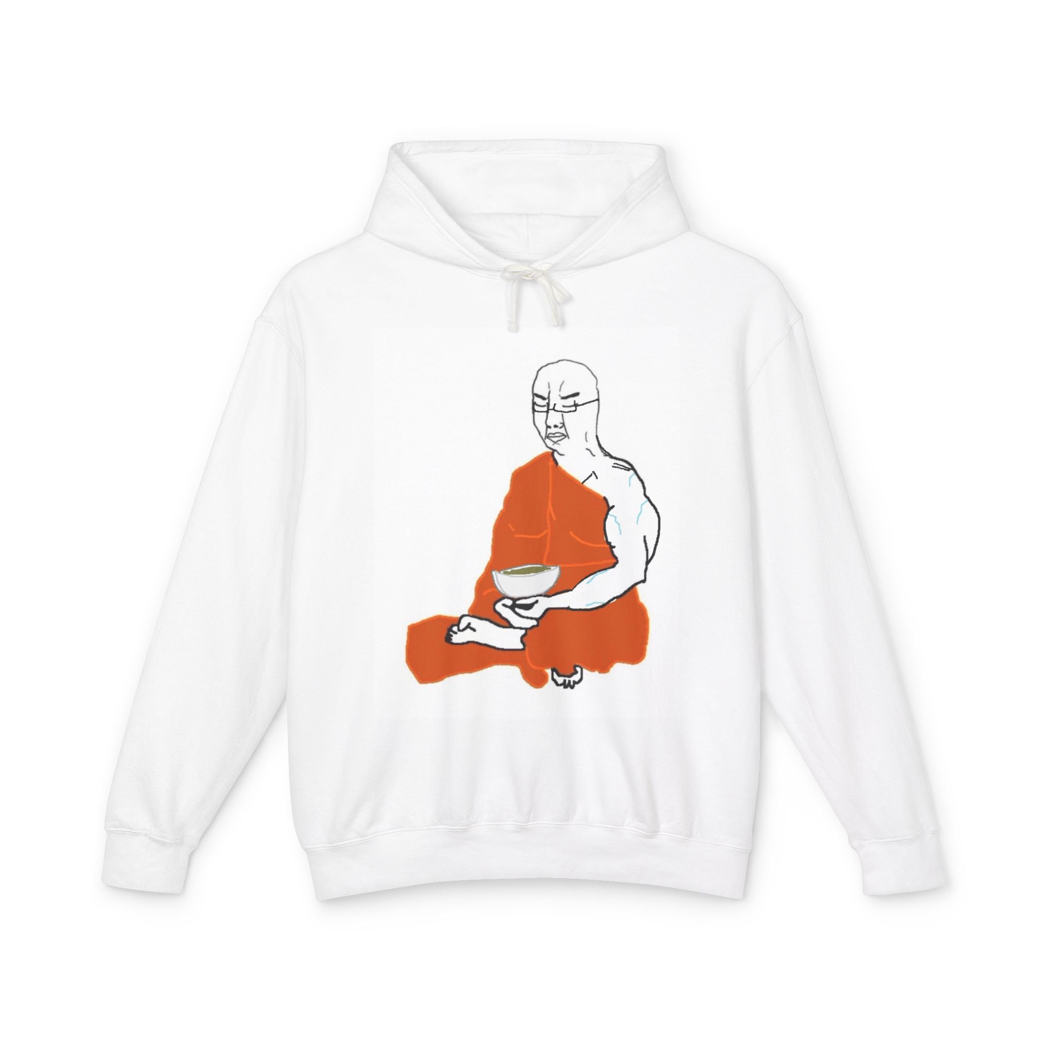 Chudjakible Crest Hoodie — Minimal Monk Illustration & Vintage Shield Design